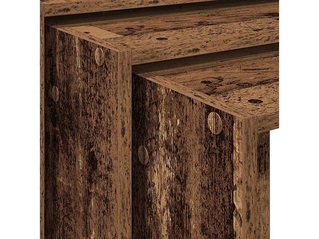 Tables gigognes 3 pcs vieux bois bois d'ingénierie