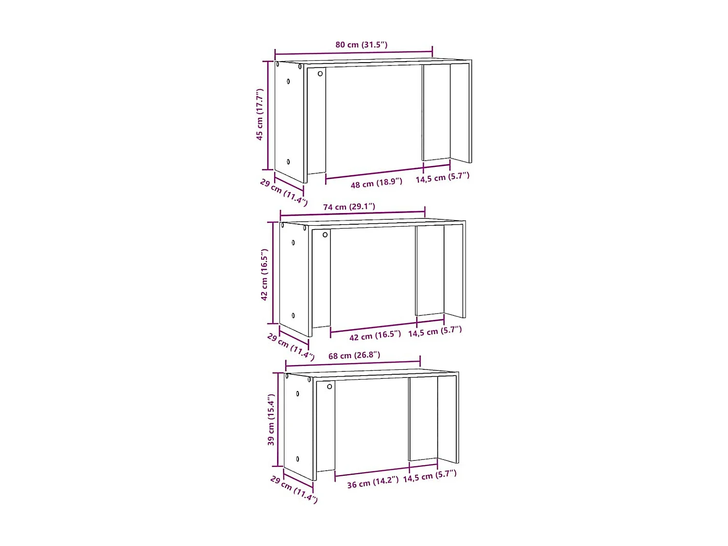 Tables gigognes 3 pcs vieux bois bois d'ingénierie