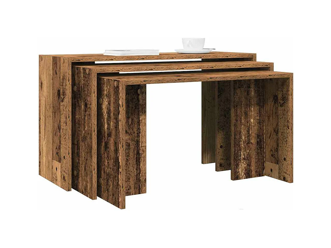 Tables gigognes 3 pcs vieux bois bois d'ingénierie