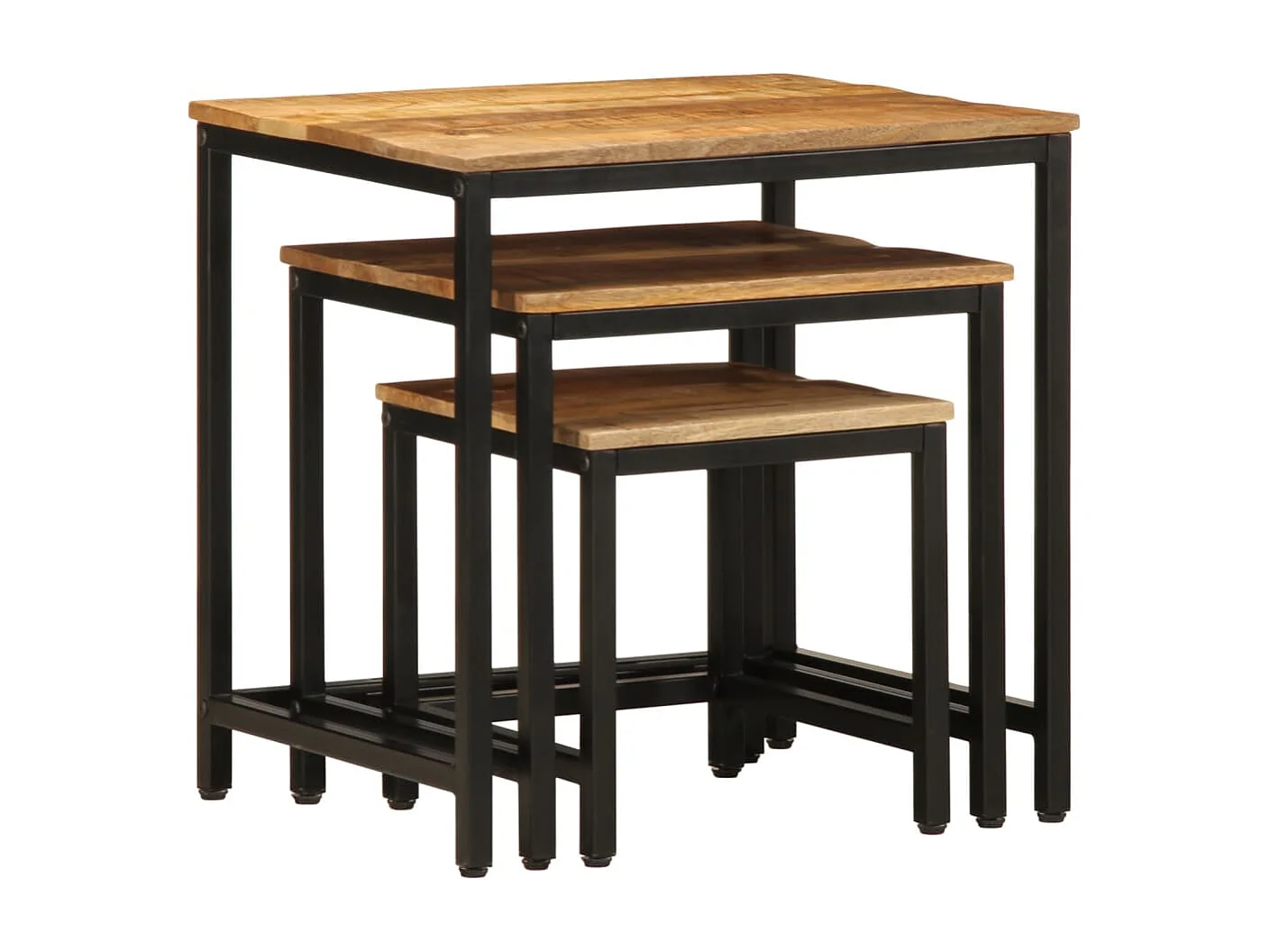 Beistelltische Satztische 3 Stk. Raues Massivholz Mango