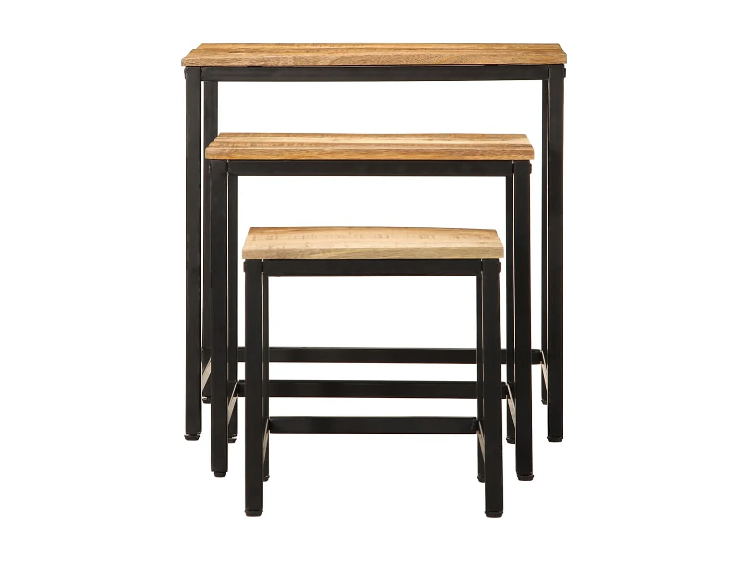 Beistelltische Satztische 3 Stk. Raues Massivholz Mango