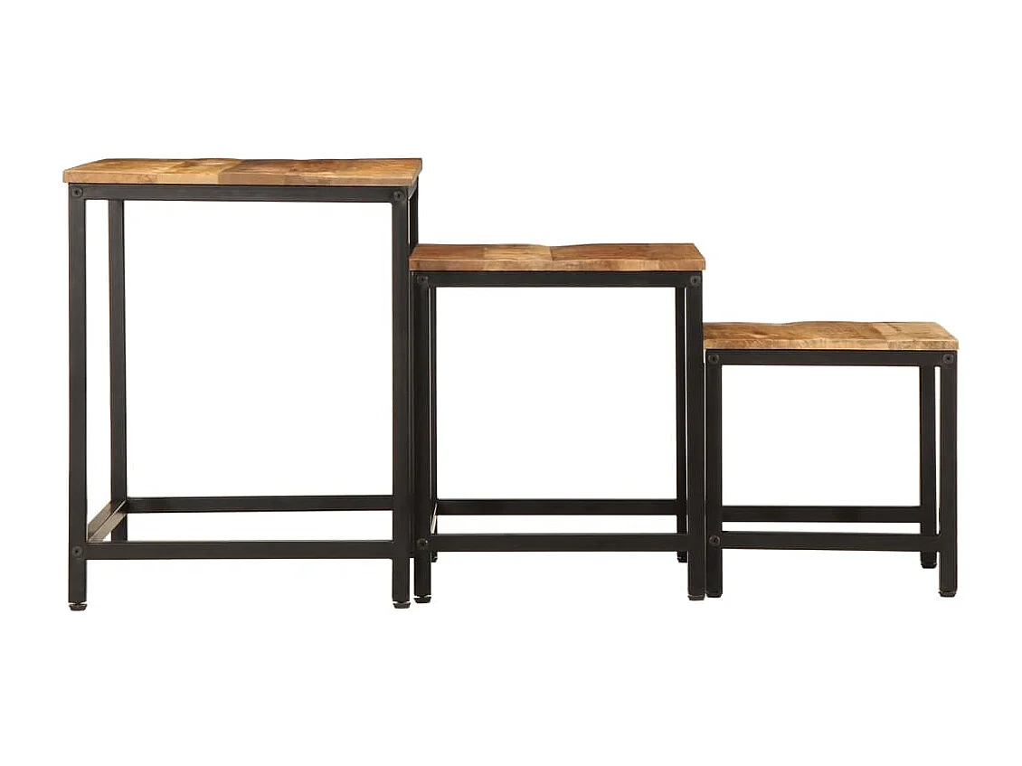 Beistelltische Satztische 3 Stk. Raues Massivholz Mango