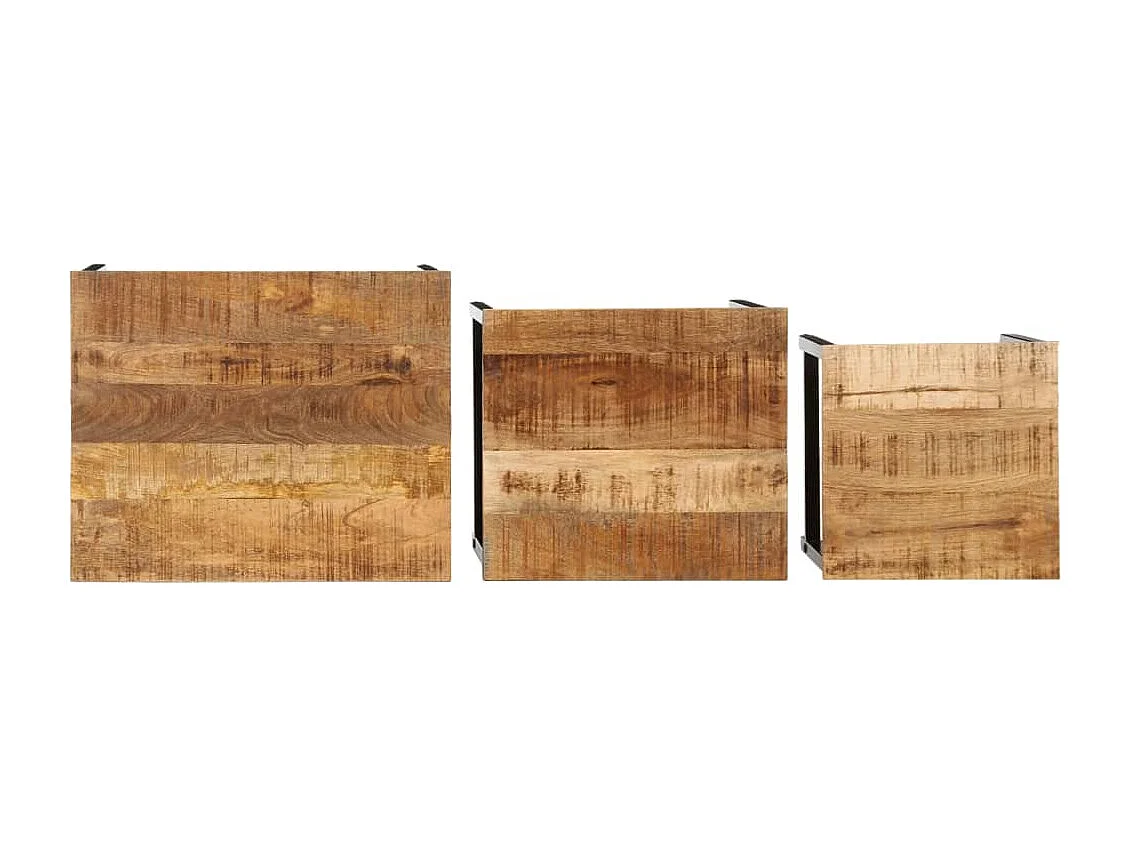 Beistelltische Satztische 3 Stk. Raues Massivholz Mango