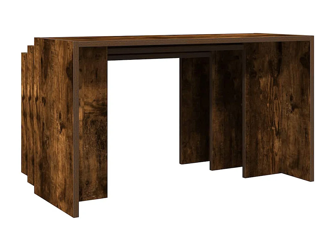 Tables gigognes 3 pcs chêne fumé bois d'ingénierie