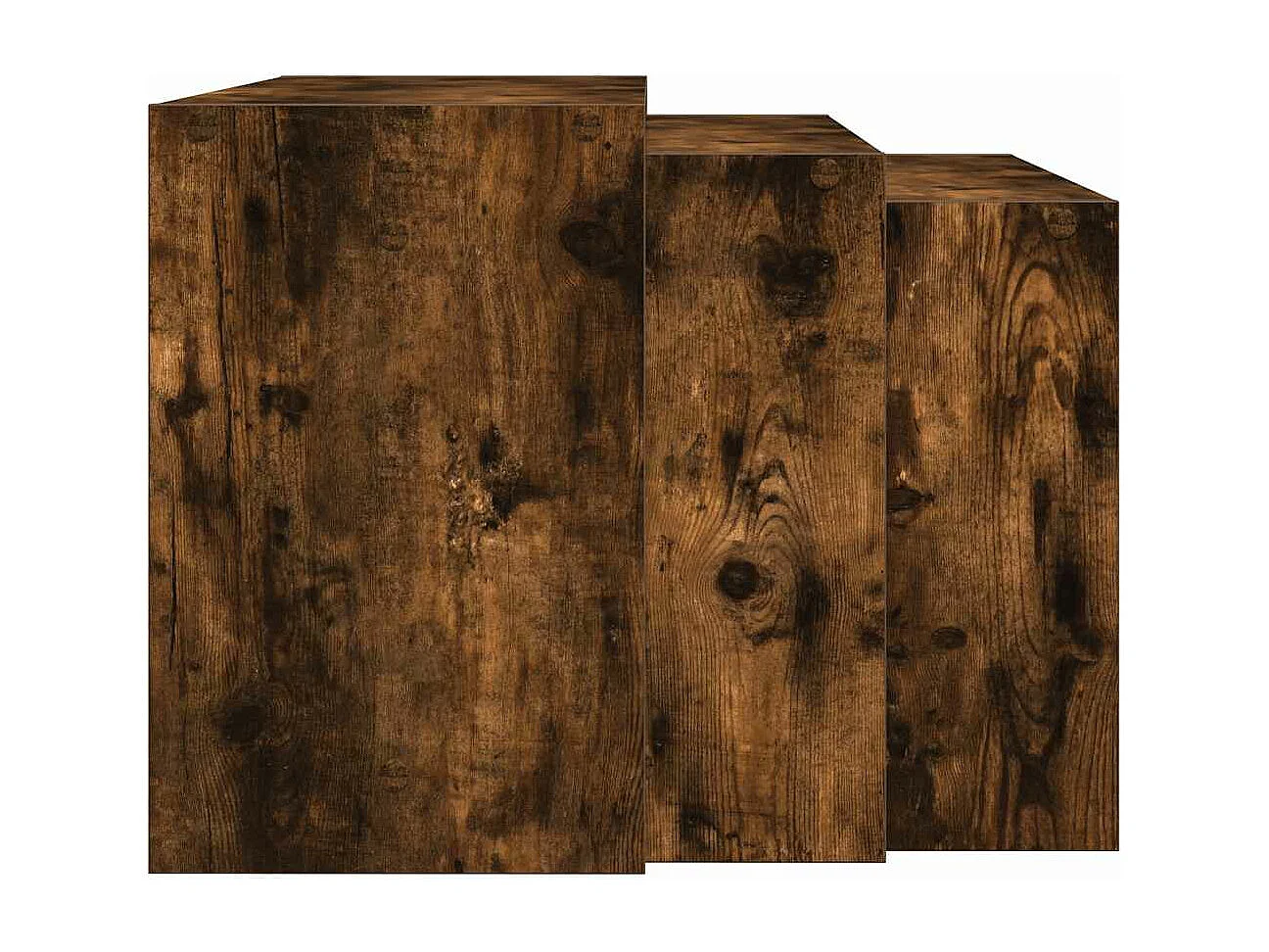 Tables gigognes 3 pcs chêne fumé bois d'ingénierie