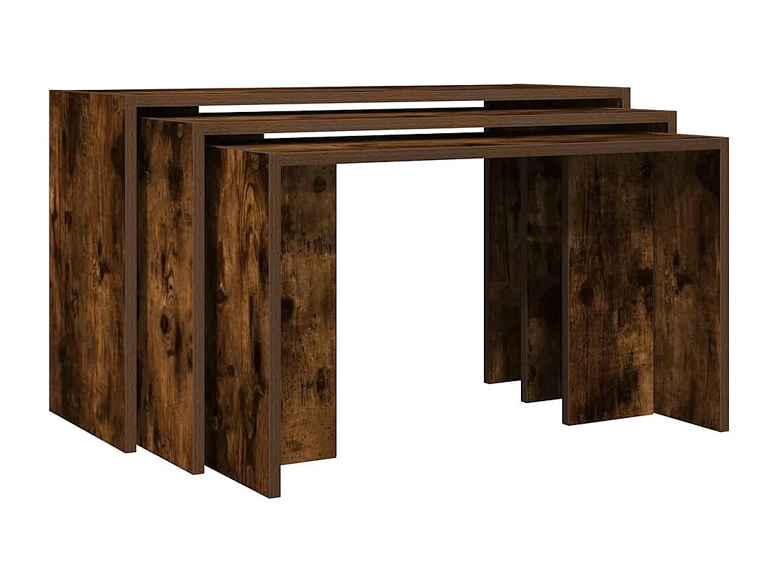 Tables gigognes 3 pcs chêne fumé bois d'ingénierie