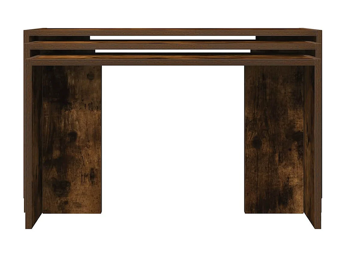 Tables gigognes 3 pcs chêne fumé bois d'ingénierie