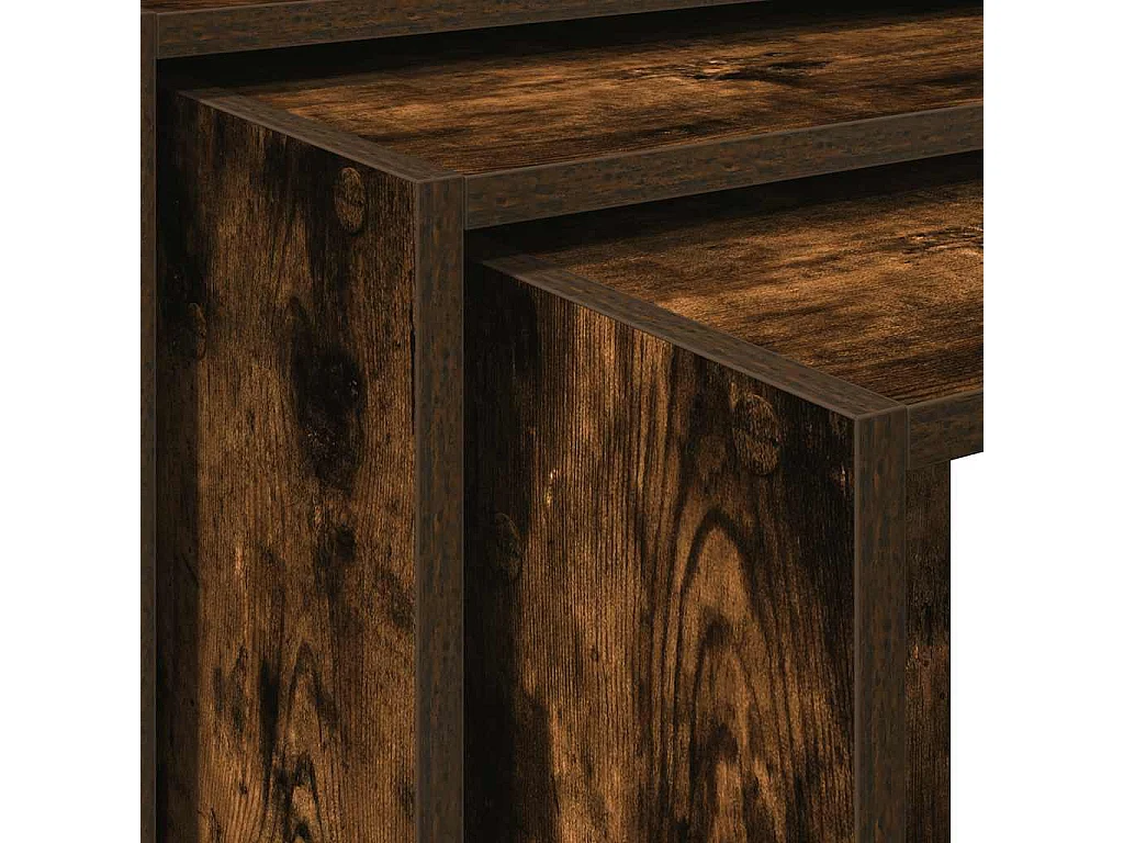 Tables gigognes 3 pcs chêne fumé bois d'ingénierie