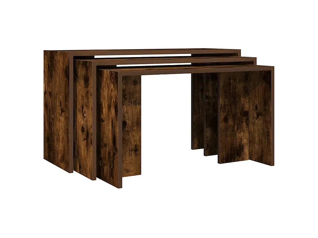 Tables gigognes 3 pcs chêne fumé bois d'ingénierie