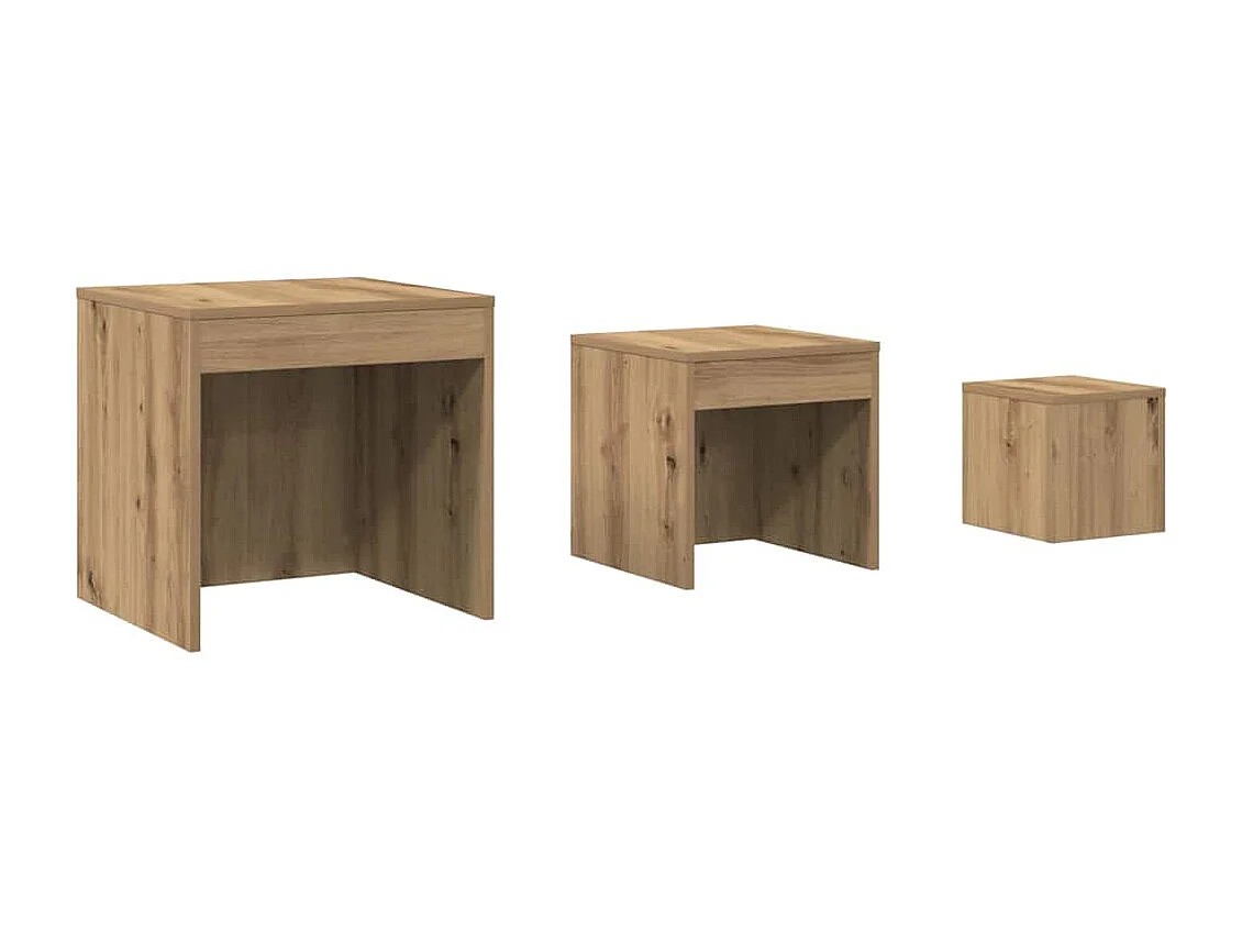 Tables gigognes 3 pcs chêne artisanal bois d'ingénierie