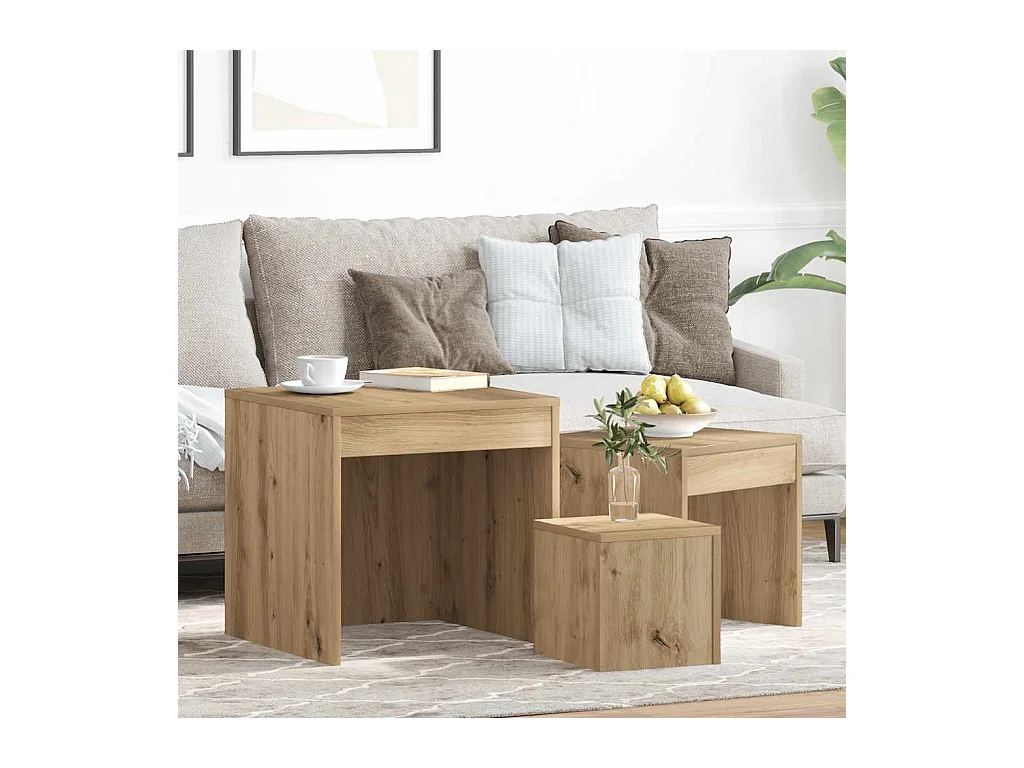 Satztische 3 Stk. Artisan-Eiche Holzwerkstoff