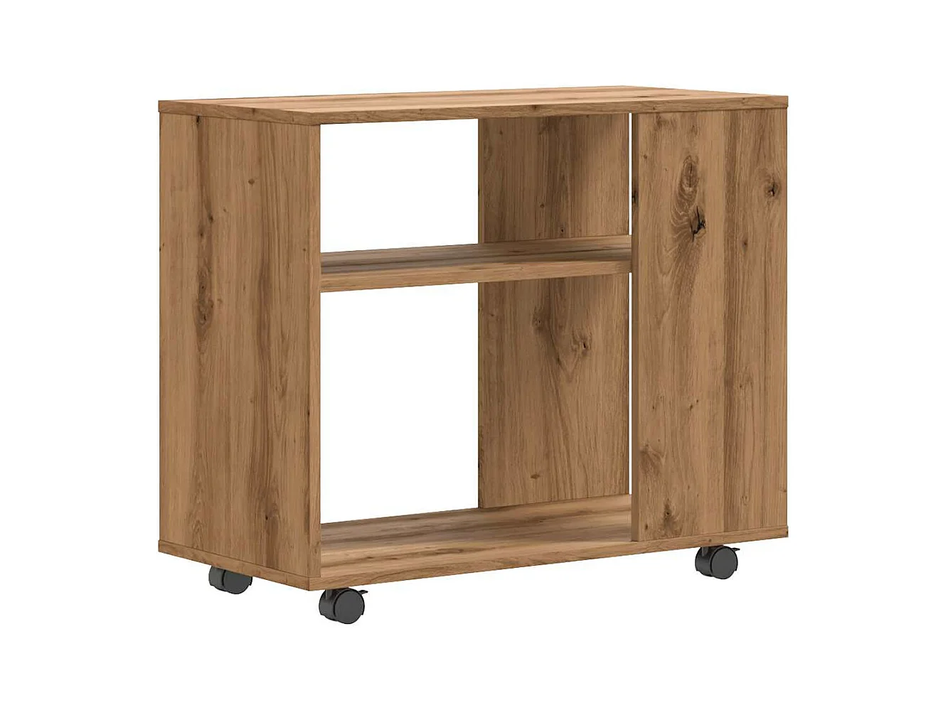 Table d'appoint chêne artisanal 70x35x55 cm bois d'ingénierie