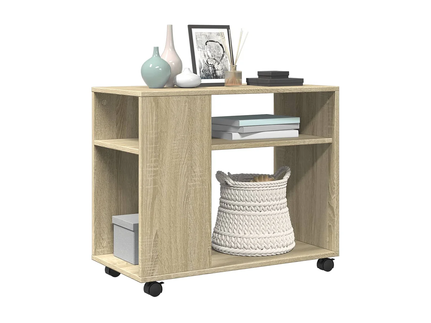 Beistelltisch mit Rollen Sonoma Eiche 70x35x60 cm Holzwerkstoff