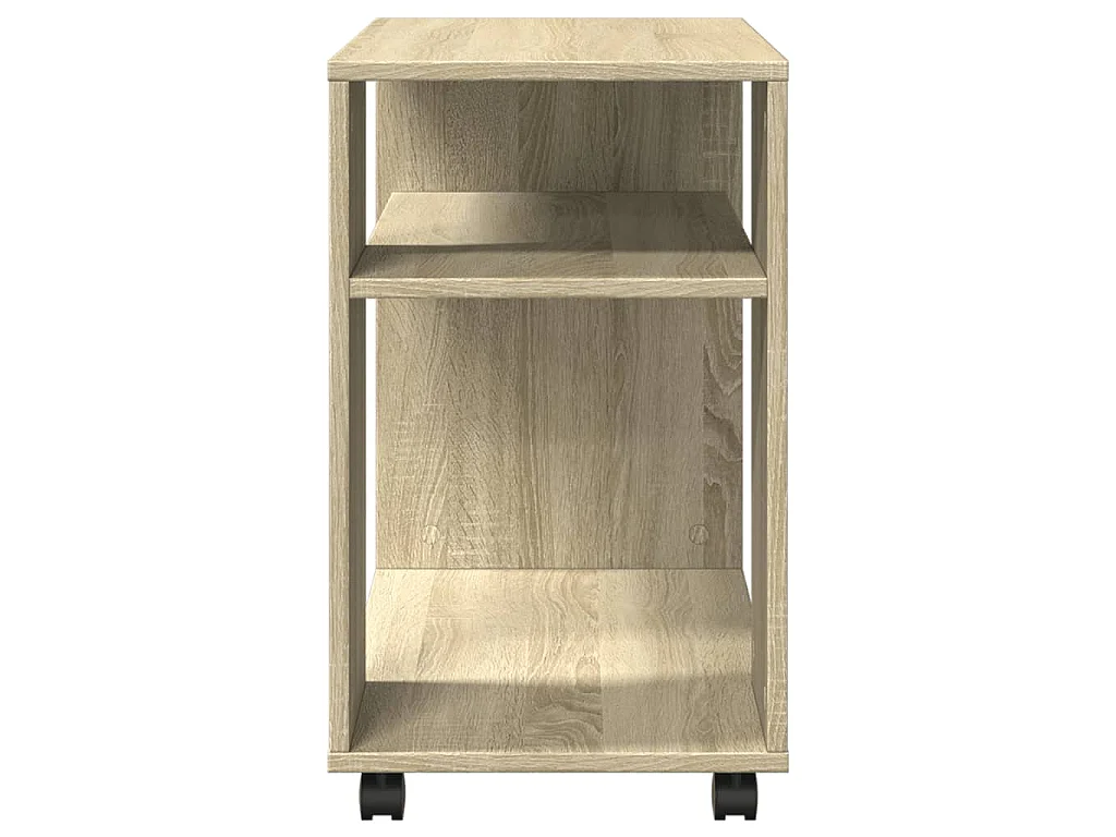 Mesa auxiliar con ruedas madera roble Sonoma 70x35x60 cm