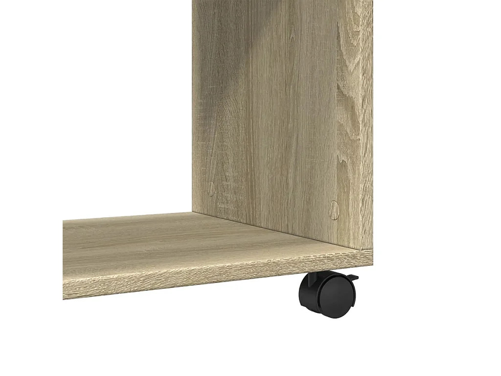 Mesa auxiliar con ruedas madera roble Sonoma 70x35x60 cm