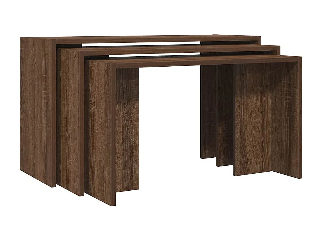 Mesas de encastrar 3 pcs derivados de madeira carvalho castanho