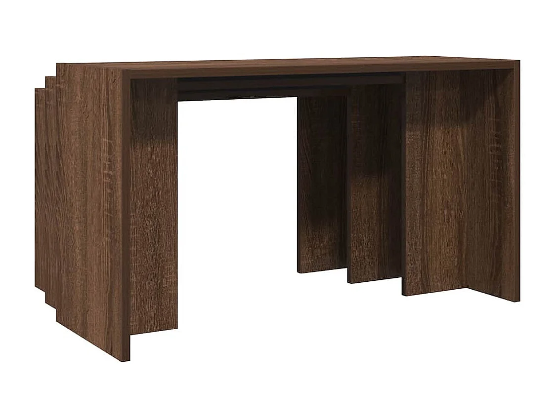 Mesas de encastrar 3 pcs derivados de madeira carvalho castanho