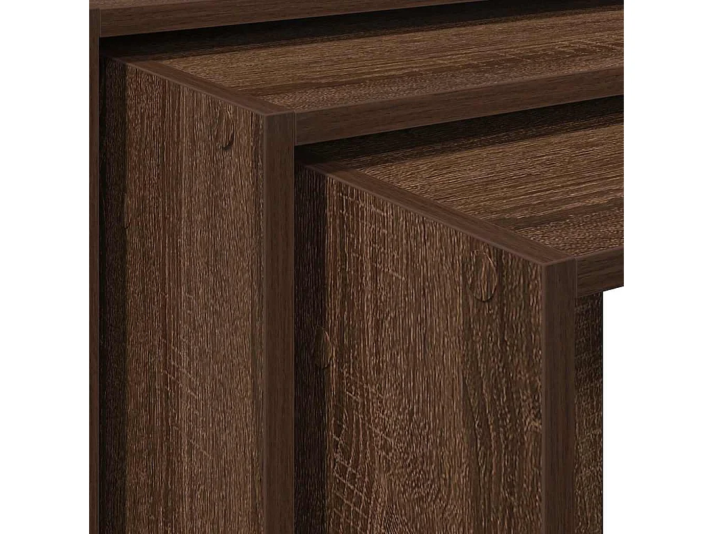 Mesas de encastrar 3 pcs derivados de madeira carvalho castanho