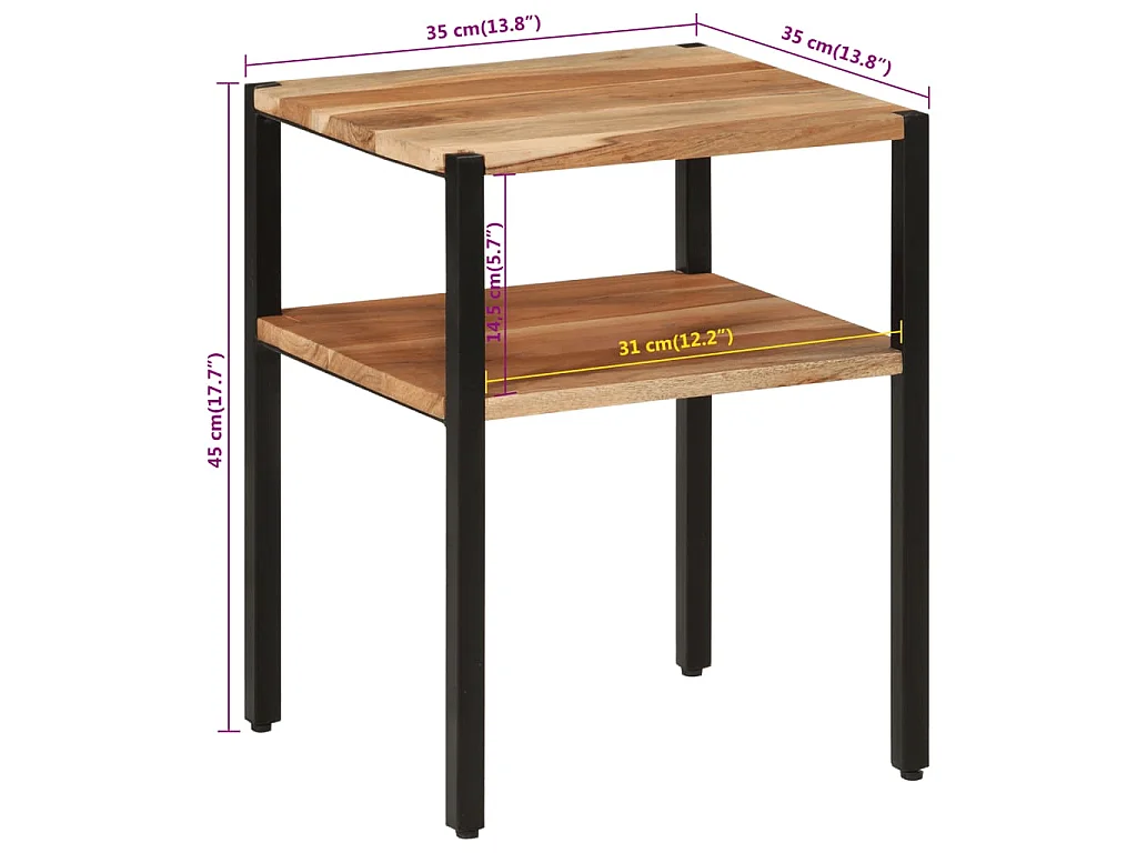 Beistelltisch 35x35x45 cm Massivholz Akazie und Eisen