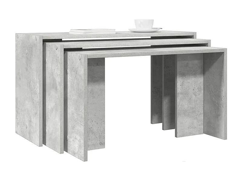 Tables gigognes 3 pcs gris béton bois d'ingénierie