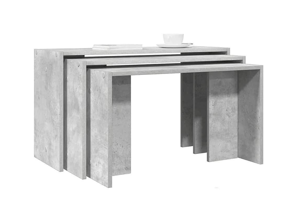 Tables gigognes 3 pcs gris béton bois d'ingénierie