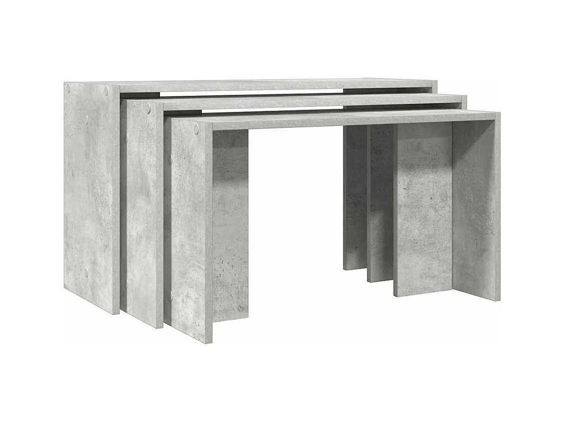 Tables gigognes 3 pcs gris béton bois d'ingénierie
