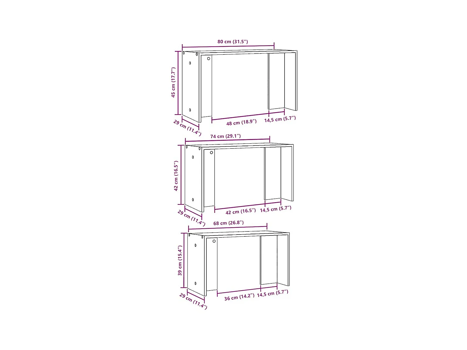 Tables gigognes 3 pcs gris béton bois d'ingénierie