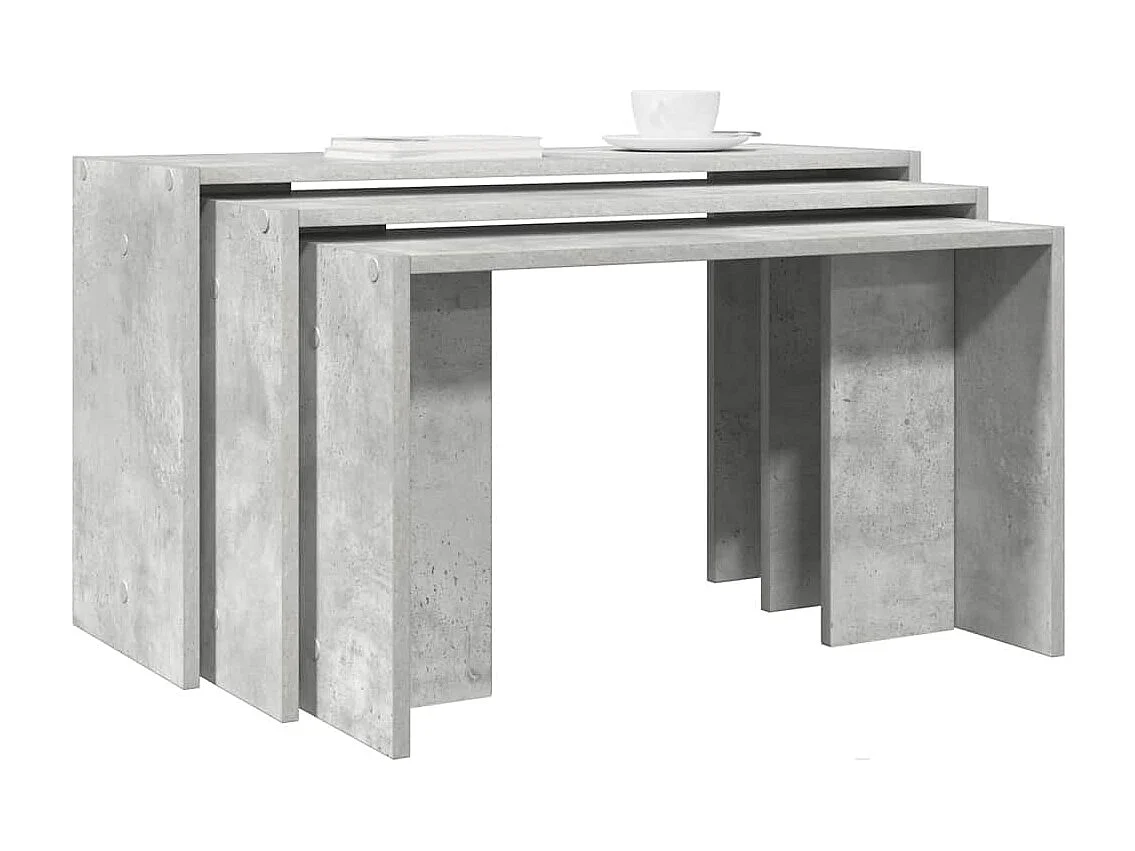 Tables gigognes 3 pcs gris béton bois d'ingénierie