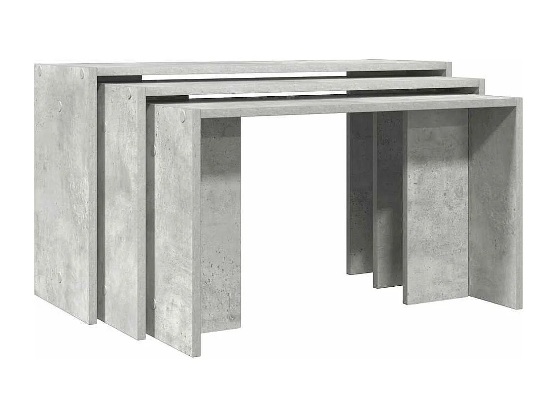 Tables gigognes 3 pcs gris béton bois d'ingénierie