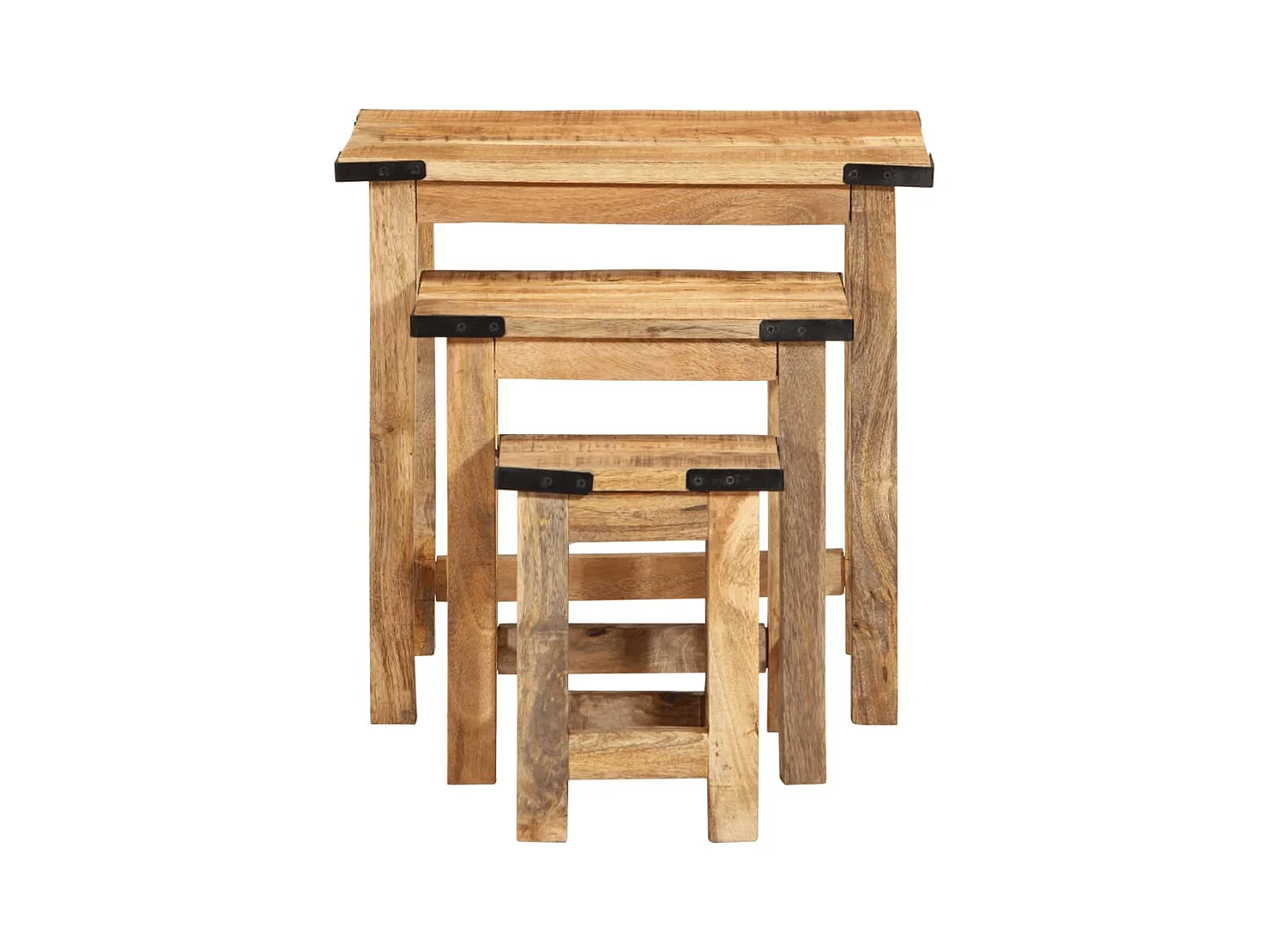 Beistelltische Satztische 3 Stk. Raues Massivholz Mango