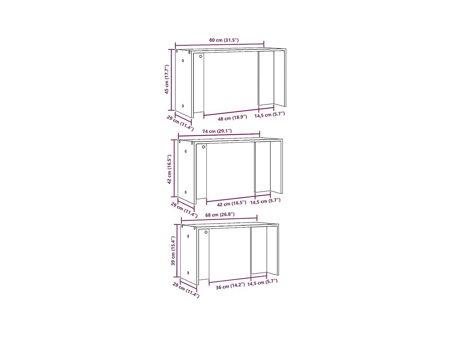 Tables gigognes 3 pcs sonoma gris bois d'ingénierie