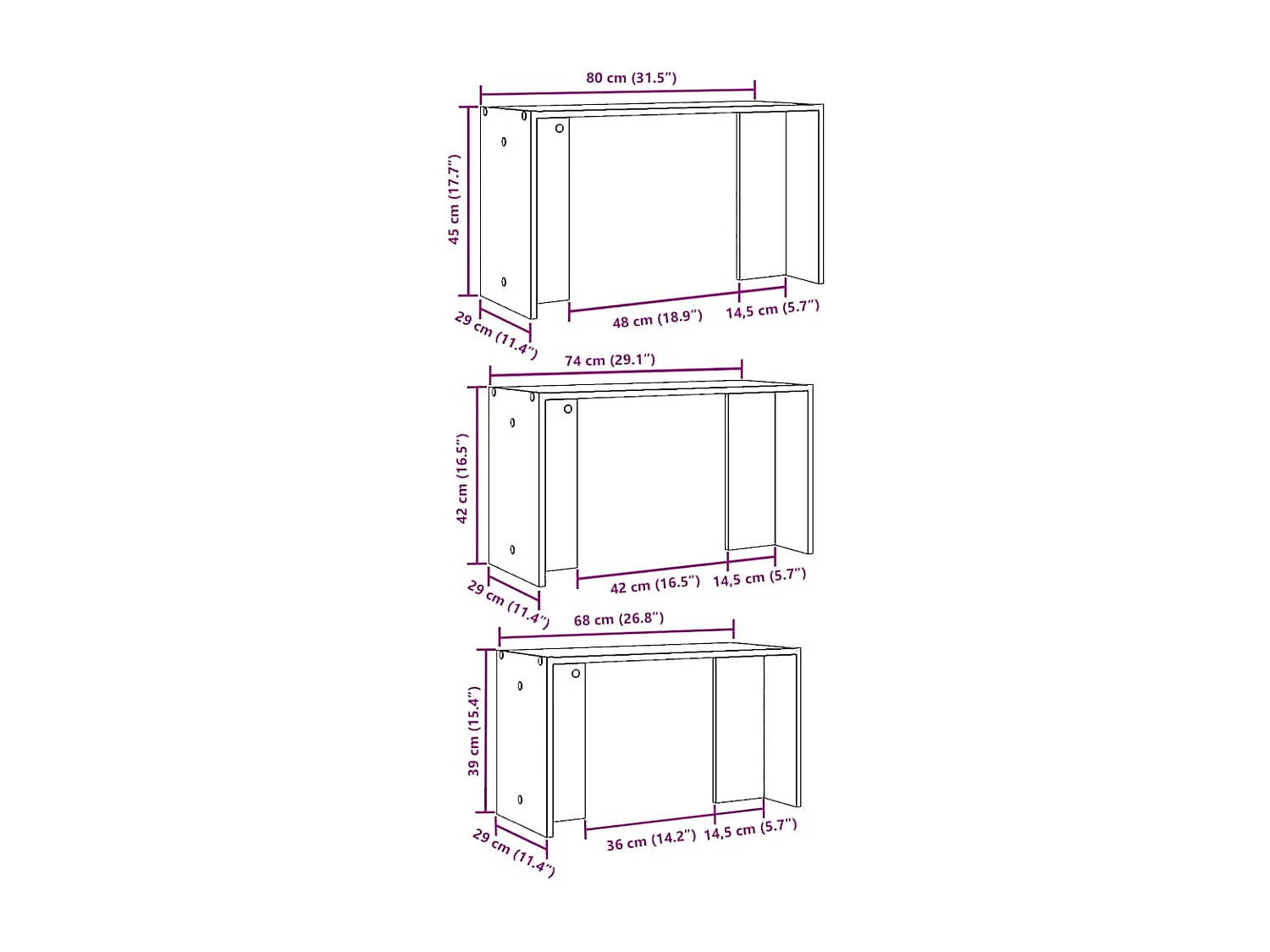 Tables gigognes 3 pcs sonoma gris bois d'ingénierie