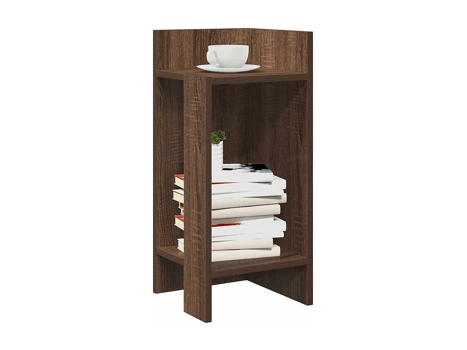 Tavolini Laterali 2 pz con Ripiano Rovere Marrone 25,5x27x60 cm