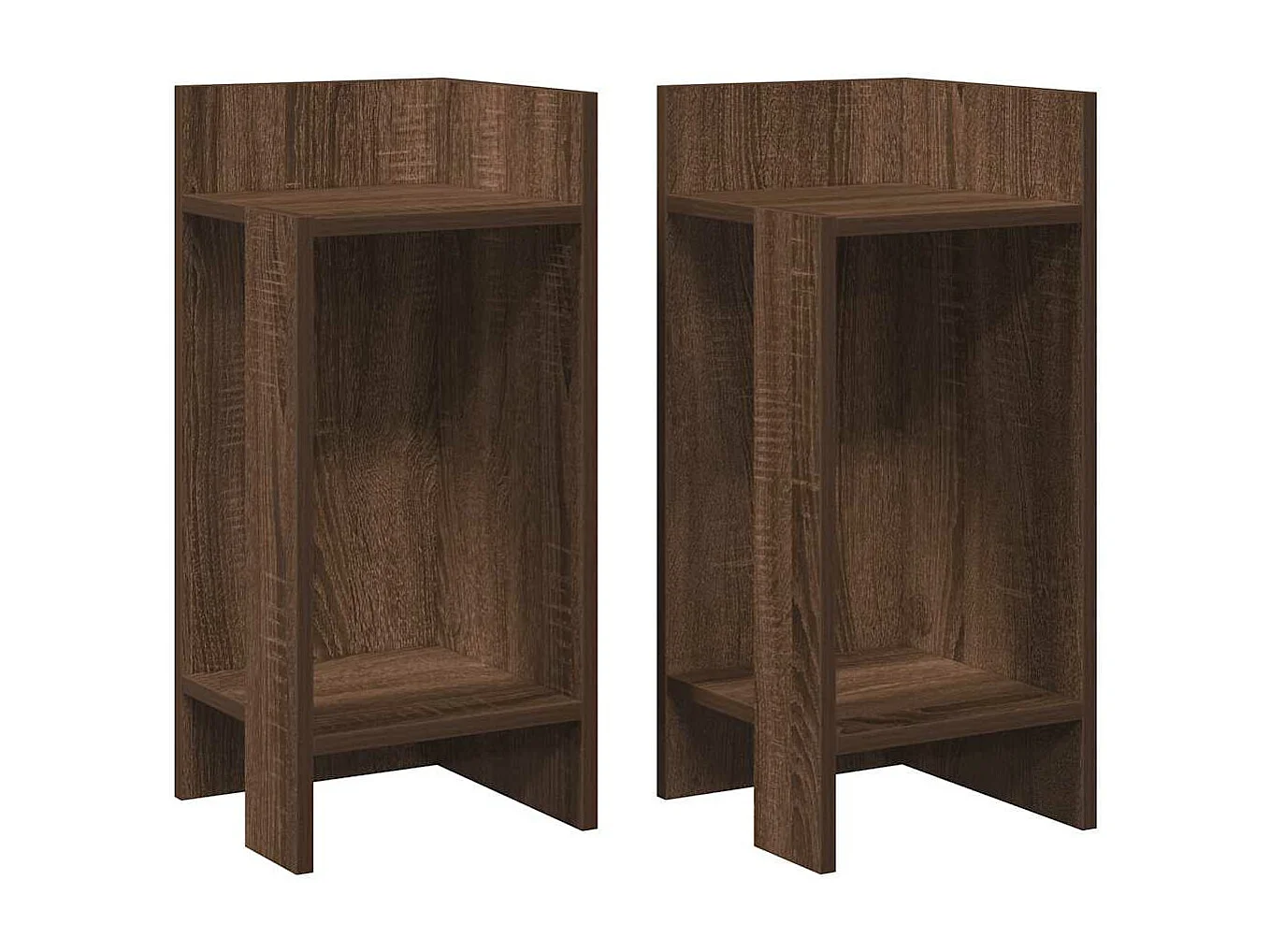 Tavolini Laterali 2 pz con Ripiano Rovere Marrone 25,5x27x60 cm