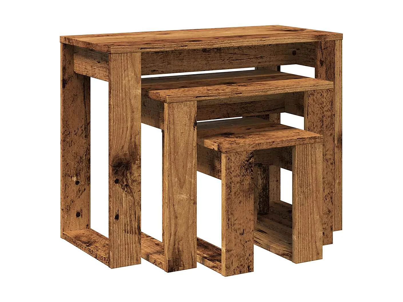 Tables gigognes 3 pcs vieux bois bois d'ingénierie