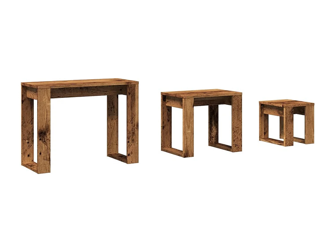 Tables gigognes 3 pcs vieux bois bois d'ingénierie