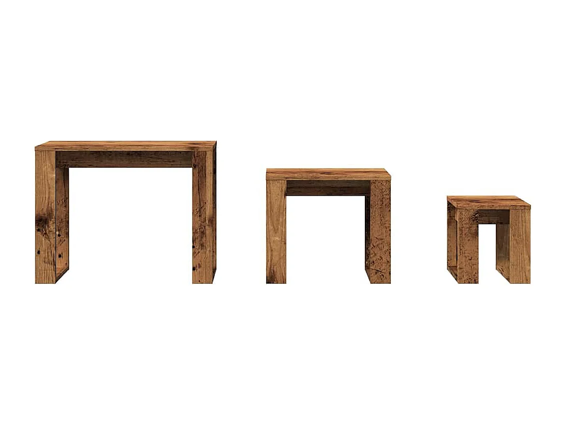Tables gigognes 3 pcs vieux bois bois d'ingénierie