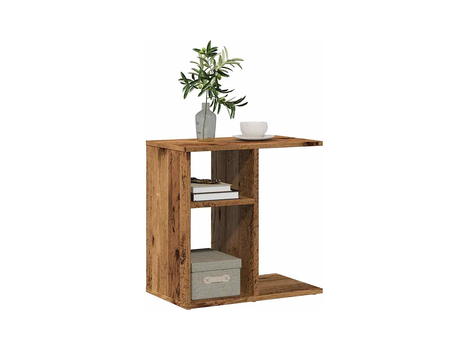 Table d'appoint vieux bois 50x30x50 cm bois d'ingénierie