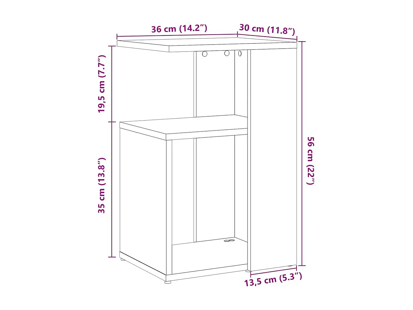 Beistelltisch Artisan-Eiche 36x30x56 cm Holzwerkstoff