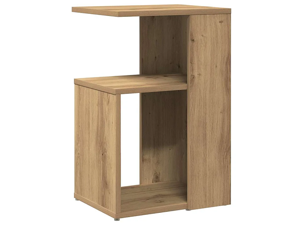 Bijzettafel 36x30x56 cm bewerkt hout artisanaal eikenkleurig