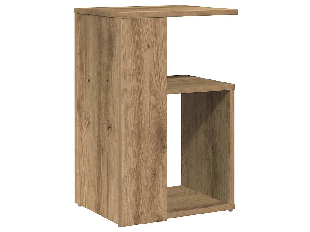 Bijzettafel 36x30x56 cm bewerkt hout artisanaal eikenkleurig