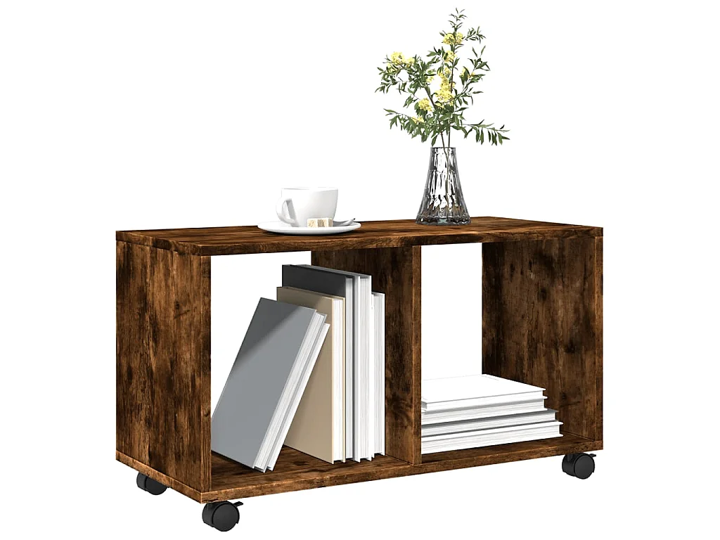 Armoire roulante chêne fumé 72x33x42,5 cm bois d'ingénierie