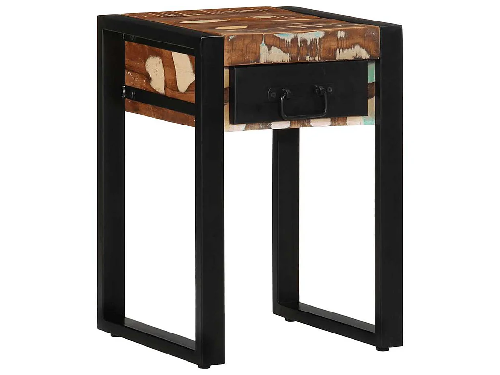 Tavolino Multicolore 35x35x50 cm in Legno Massello Recupero