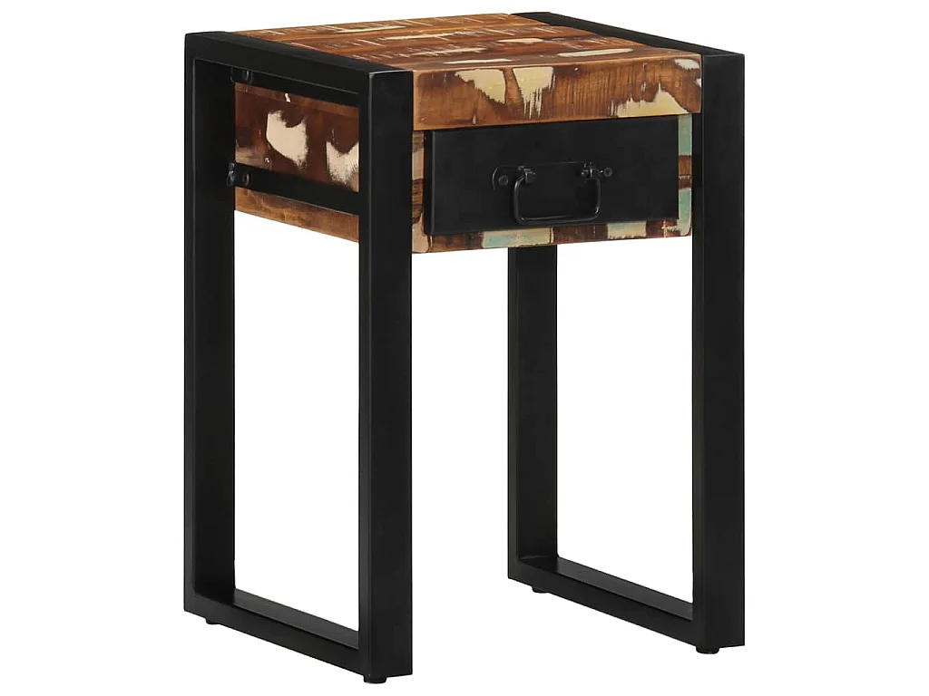 Table d'appoint multicolore 35x35x50cm bois massif récupération
