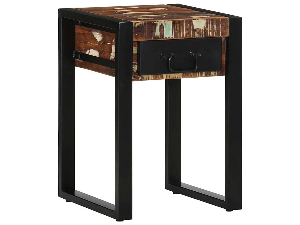 Table d'appoint multicolore 35x35x50cm bois massif récupération