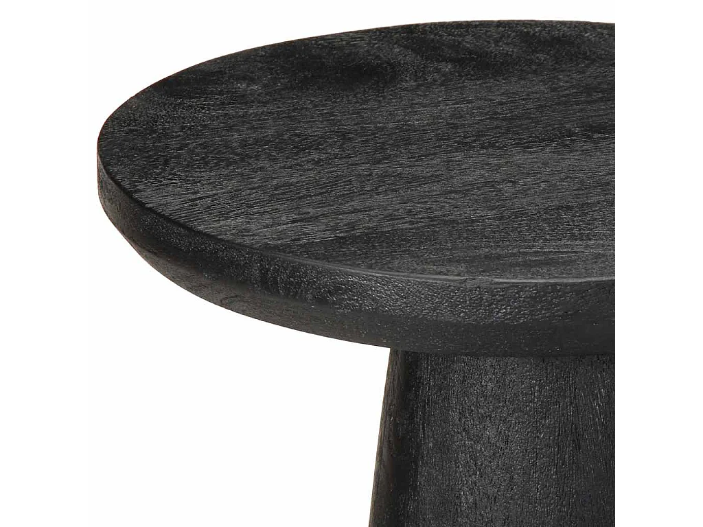 Mesa auxiliar madera maciza de mango negra Ø30x60 cm