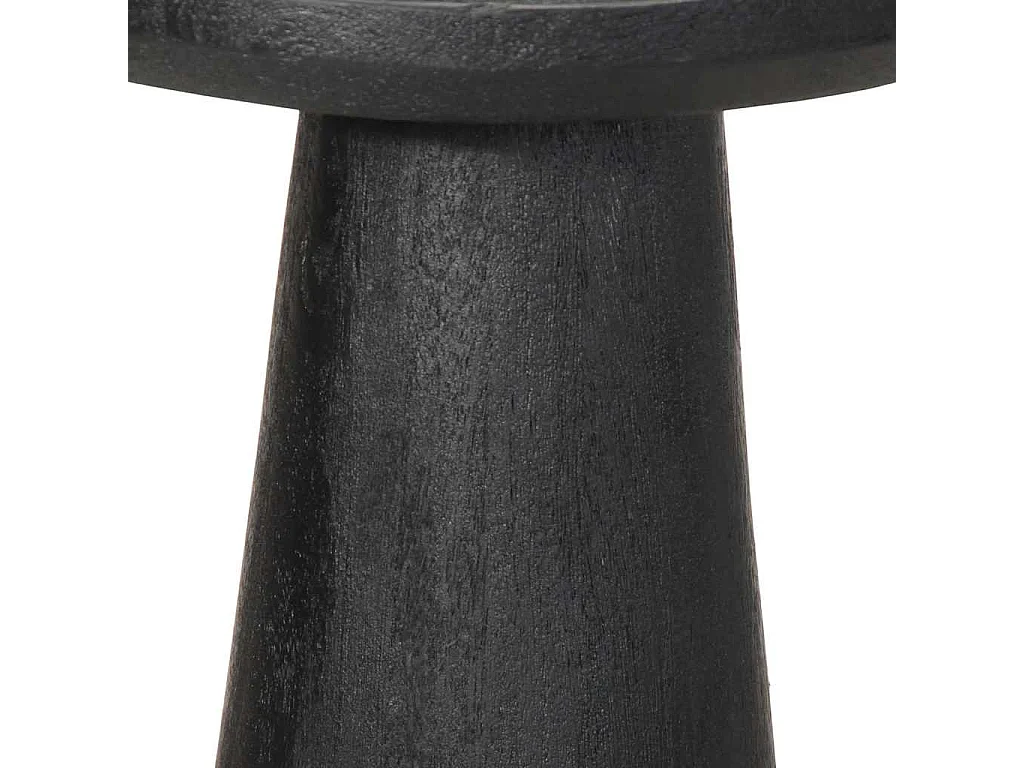Mesa auxiliar madera maciza de mango negra Ø30x60 cm