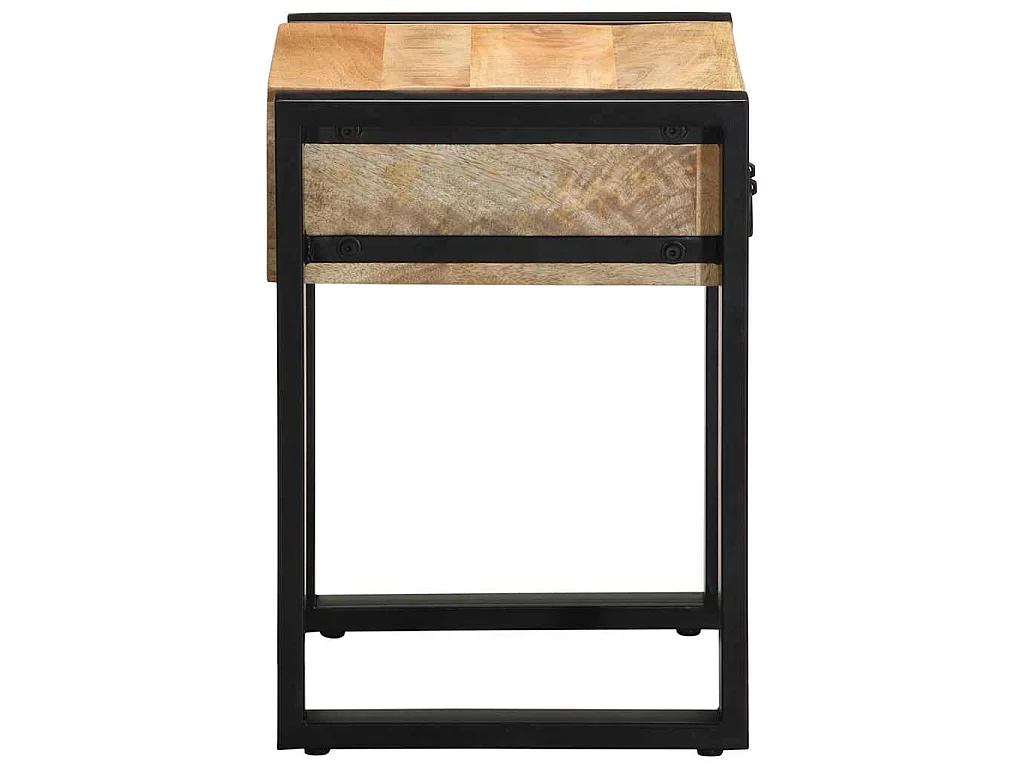 Tavolino 35x35x50 cm in Legno Grezzo Massello di Mango