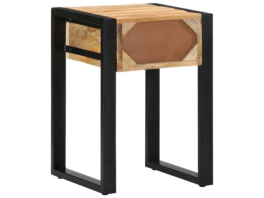 Tavolino 35x35x50 cm in Legno Grezzo Massello di Mango