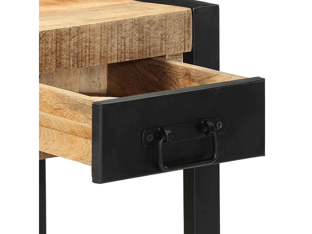 Tavolino 35x35x50 cm in Legno Grezzo Massello di Mango
